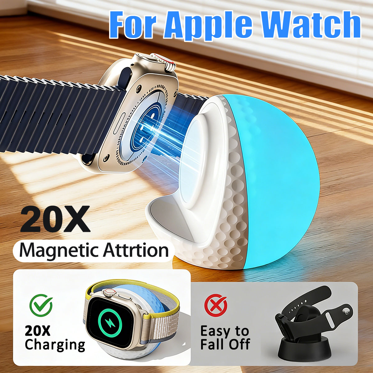 Wireless Charger Watch - Draagbare RGB-verlichte draadloze oplaadstandaard voor Apple
